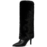 VIUGJNEX Fold Over Boots for Women Fall Tall Knee High Boots | Slouchy Design, Pointed Toe Stiletto Heel, Chic Fold Over Detail, Side Zipper Shark Boots, Great For Daily &amp; Dressy Outfits
