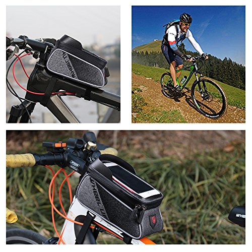 Xplanet Bike Frame Bag, Cycling Front Tube bag Waterproof Touch Screen Phone Case Bicycle Bag for iPhone 8 7 Plus 6s plus/Samsung Galaxy s7 s6 note 7 Cellphone Below 6.0 Inch With Sun Visor - Thumbnail 6