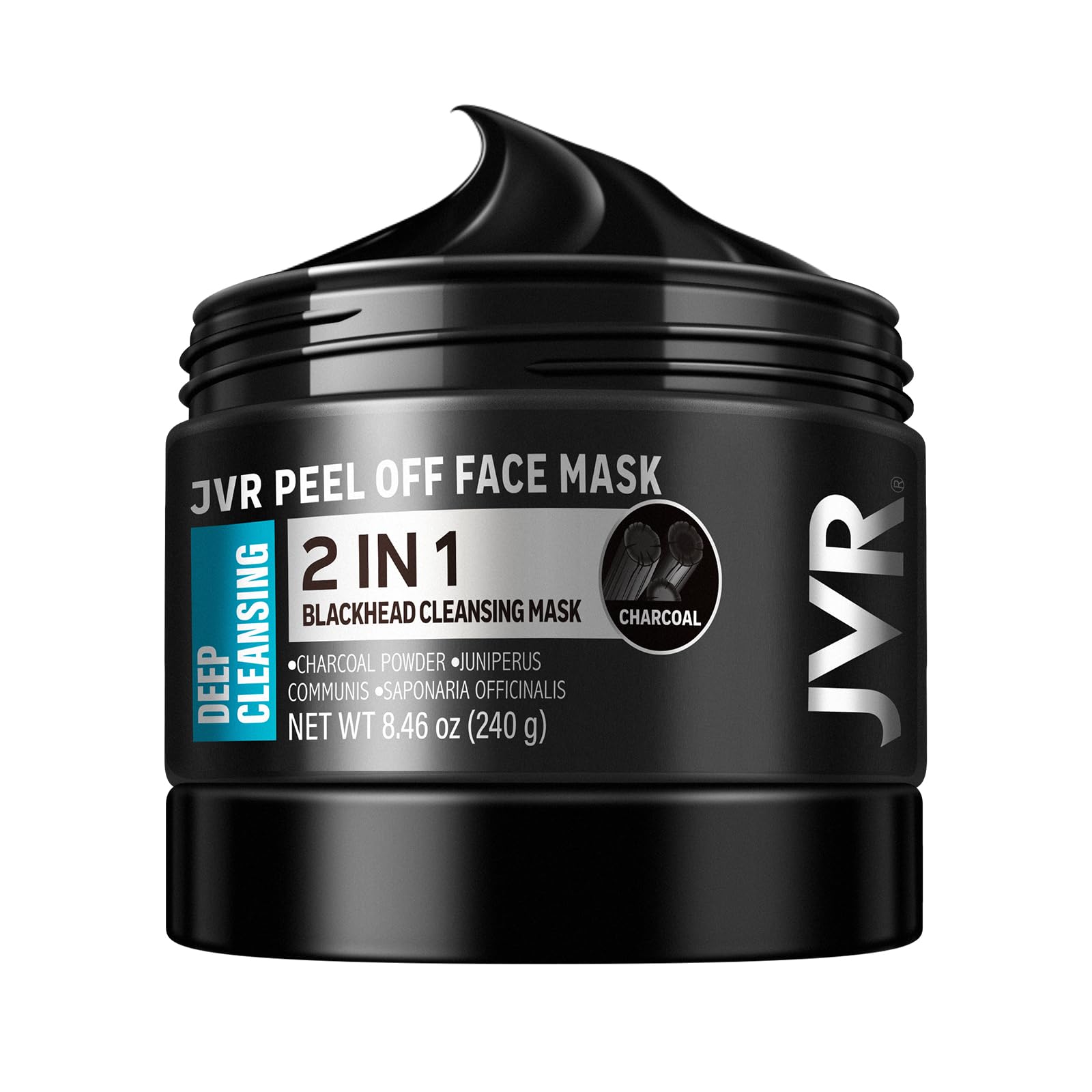 Blackhead Remover Mask, JVR Bamboo Charcoal Peel Off Face Masks for Men, Purifying Pores, Deep Cleansing, for All Skin Types 240ml