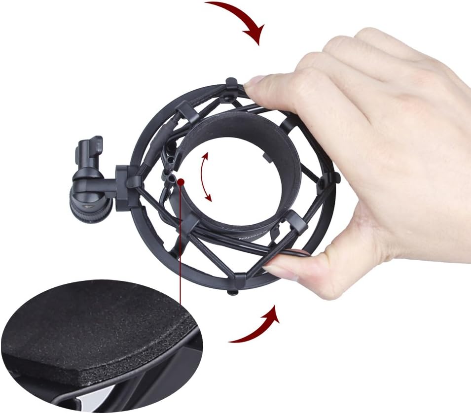 Koolertron Universal 50MM Microphone Shock Mount for 48MM-54mm Diameter Condenser Mic (Black): Musical Instruments