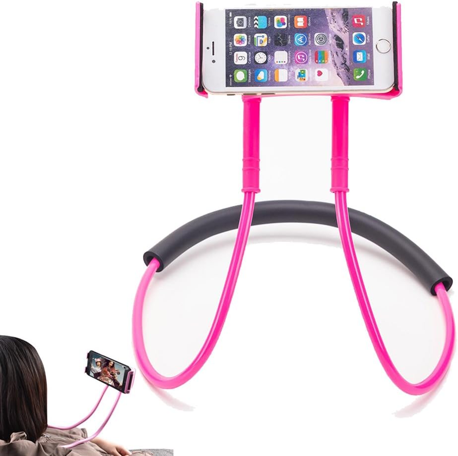 Flexible Cell Phone Holder Stand, Lazy Neck Bracket, DIY Free Rotating Mounts with Multiple Function (Pink)