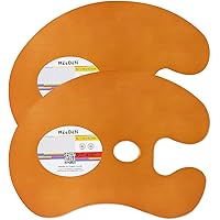 MEEDEN 2 Pack Wood Paint Palette, Oil Finished Basswood, Ergonomic Large Thumb Hole, Oval Shape, Orange