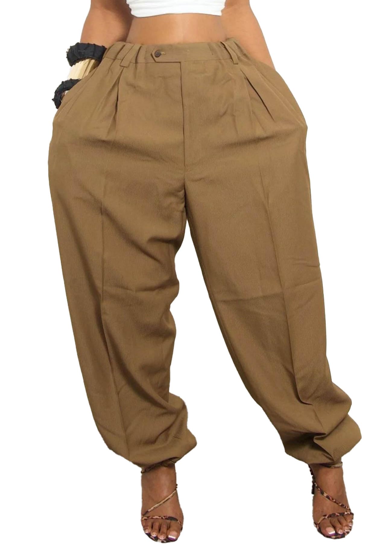 Photo 1 of Xuideoy Womens High Waisted Parachute Pants Y2K Hip-Hop Baggy Joggers Trousers Tapered Slacks Business Casual Outfits, Brown, M