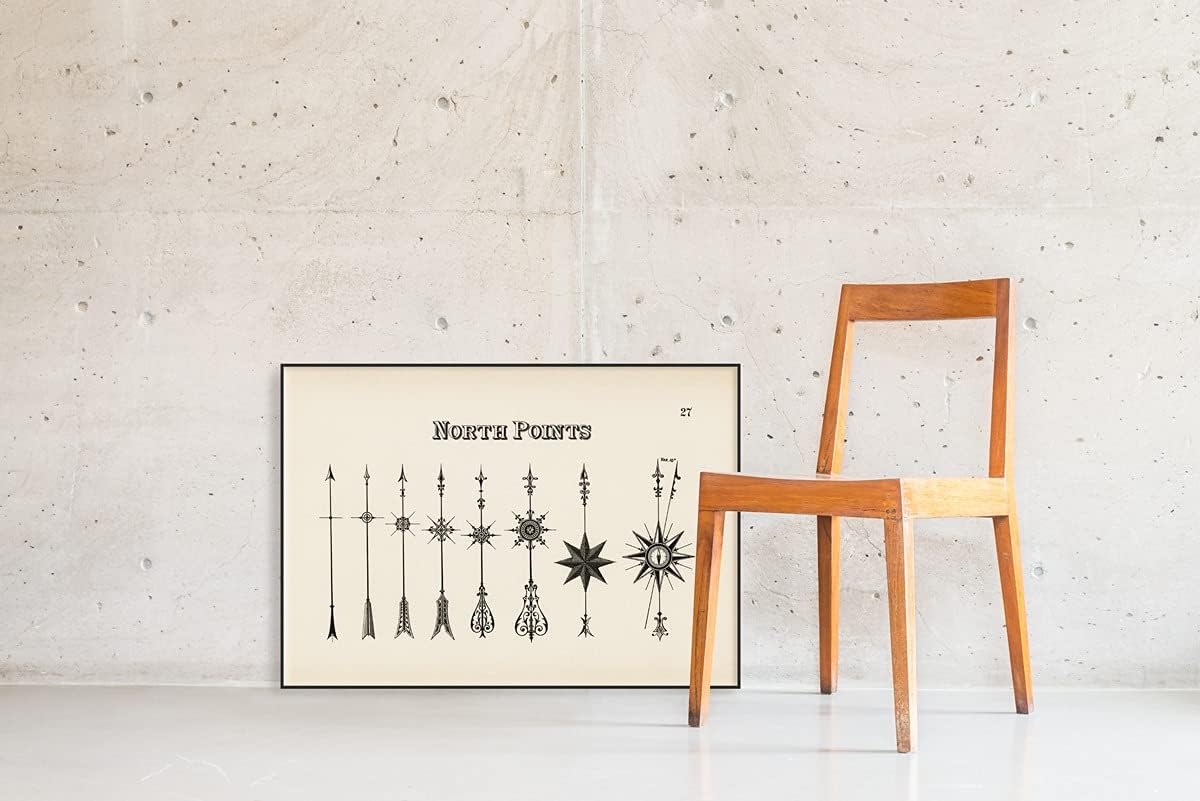 Amazon Co Jp Broomin アートポスター 地図 地図記号 方角 方位 マップ おしゃれ ヴィンテージ レトロ アンティーク インテリア デザインポスター モノトーン 210 297mm Ap080 ホーム キッチン