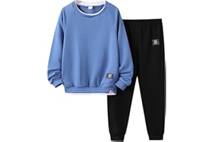 Voxikidio Kids Boys Clothes 3D Letter Print Long Sleeve Sweatshirt & Pant 2PCS Fall Outfits Size 6-12 Years