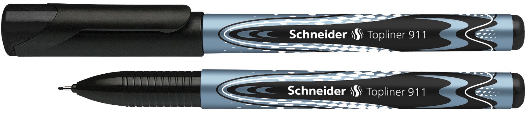 Schneider Fineliner Topliner 911 with Replaceable Cartridge, 0.4 mm, Black, Pack of 10