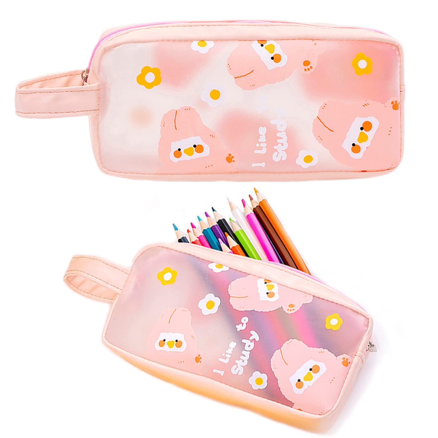 WUBAYI Pencil Case，Clear Pencil Case Pencil Case for Girls Boys Pencil Case Cute Pencil Case Zipper Pencil Case for School Office Stationery
