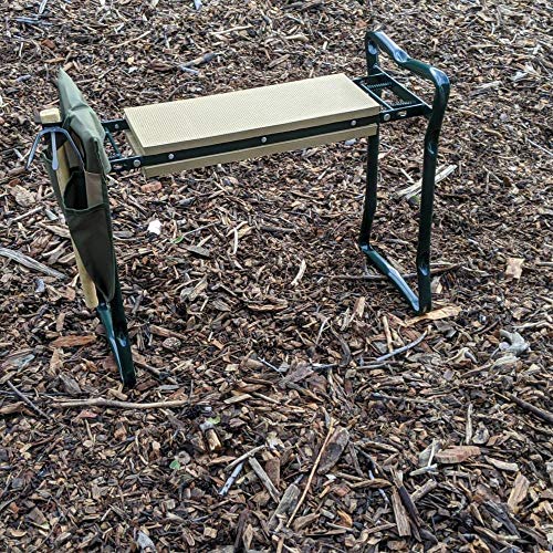 Truly Garden Kneeler/Seat with Cultivator Hoe. This Portable, Foldable Garden Bench Includes a Classic Garden Tool and Handy Tool Pouch Making it a Great Gift for Any Gardener.