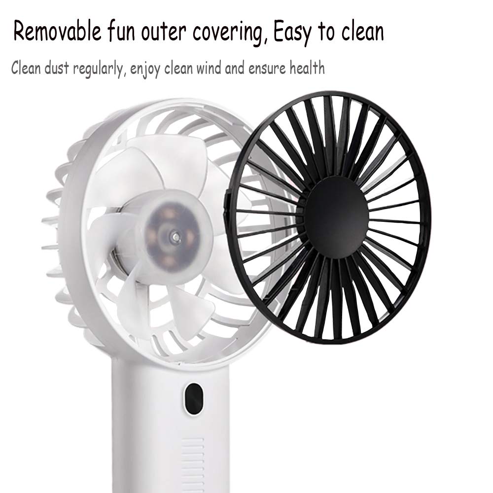 Mini Ventilador de Mano Recargable Portátil Fan Exterior de 3 Velocidades con Base Soporte de Móvil Diseño de Aromaterapia para Cochecito de bebé, Coche, Caminadora, Oficina, Hogar, Viajes, Camping