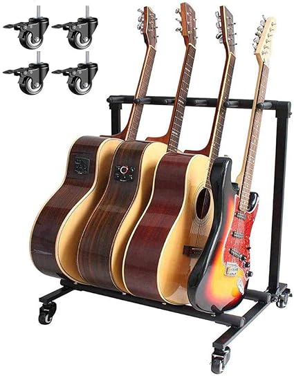 Acoustic Guitar Stand Floor - Amazon Com Folding Multi Guitar Display Rack Multi Instrument 5 Guitar Stand Floor Stand Guitar With Rolling For Acoustic Electric Guitar Bass Rack Band Stage Studio Or Display Prevent Collision Sports Outdoors