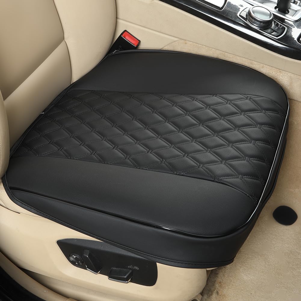 Black Panther 1 Pair of Front Car Seat Covers Protector PU Leather,Full Wrapping Edge for Front Seat Bottom (53×52 cm)- Black