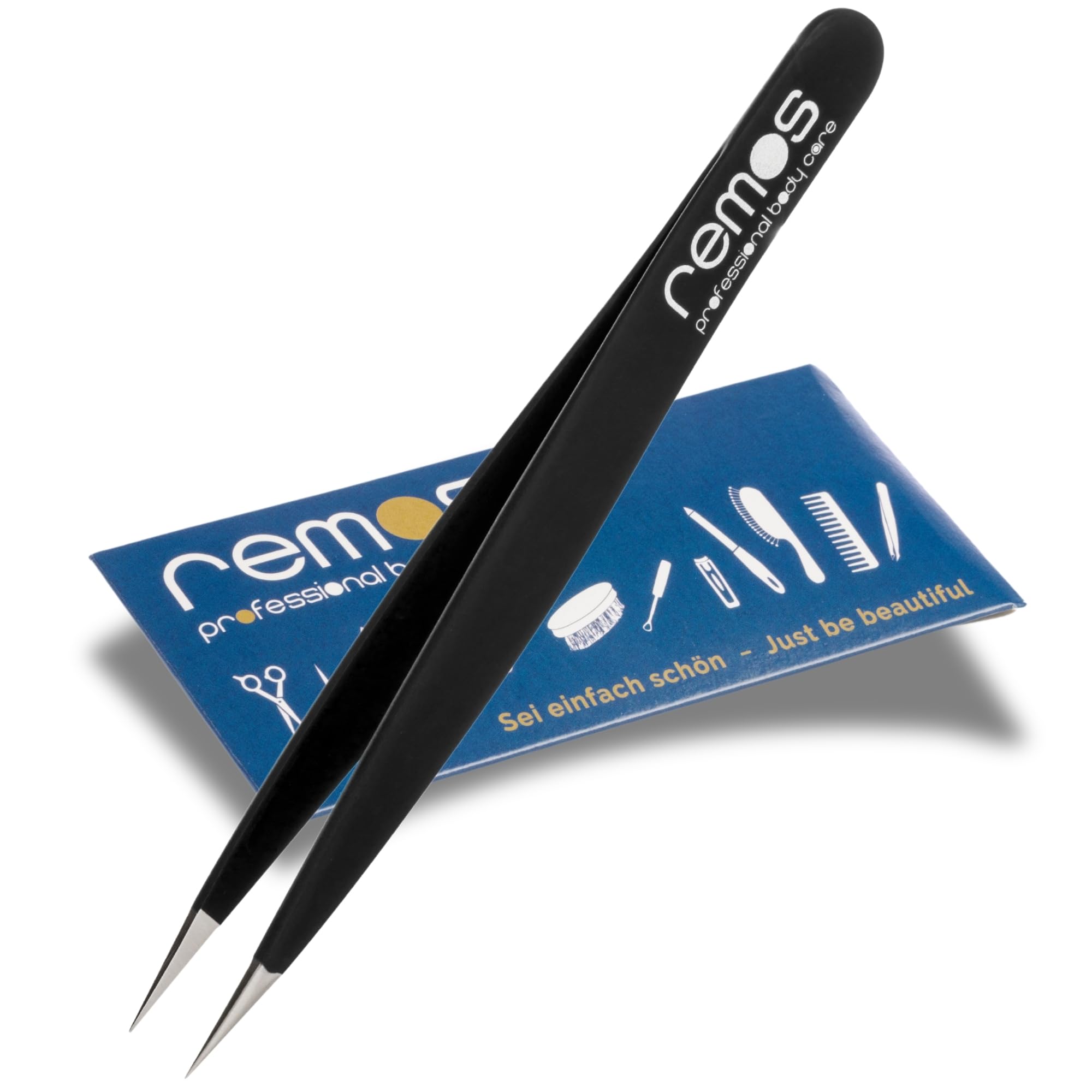 REMOS Splinter Tweezers with Extra fine tip Stainless Steel 9.5 cm - Black