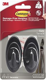 Command Slate Terrace Hooks Pack of 2 with 4 Medium Strips Damage Free Hanging