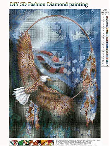 DIY 5D Diamond Painting by Number Kit, Full Drill Dusk Eagles Animal Embroidery Cross Stitch Rhinestone Pictures Arts Craft Home Wall Decor 12 x16inch