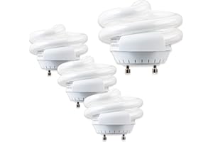 SLEEKLIGHTING 13Watt T2 Spiral CFL GU24 Base Puck Light Bulb 2700K 800lm -UL Approved,Compact Fluorescent -Warm White Light 4pack