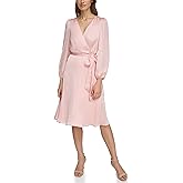 Jessica Howard Womens 3/4 Sleeve V-Neck Satin Midi Dress