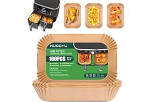 Air Fryer Disposable Paper Liners for Ninja Dual Airfryer Accessories, Non-Stick Parchment Rectangular for Baking, Oil Proof,
