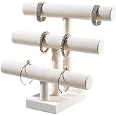 Pengup 3 Tier Bracelet Holder,Bracelet Display Stand,Beige Velvet Jewelry Organizer Displays for Necklace Scrunchies Watches Hair Ties.