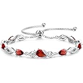FANCIME Birthstone Teardrop Tennis Bracelet for Women, Sterling Silver 9x7mm main Gemstone Bolo Adjustable Chain Bracelet Fine Jewelry Birthday Gifts for Women Mom Wife Her