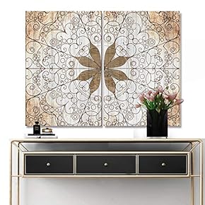 2 Piece Canvas Wall Art Vintage Pattern Pictures Home Wall Decorations for Bedroom Living Room Paintings Canvas Prints Framed - 16"x24" x 2 Panels