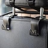 Car Headrest Hook,SOHOU 4pcs Vehicle Universal Car Back Seat Headrest Hanger Storage Hooks for Bag Purse Cloth Grocery(Black -Set of 4) (black)