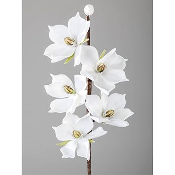 formano künstlicher Deko Magnolienzweig mit 5 Blüten weiß H. 75cm Foam Flower