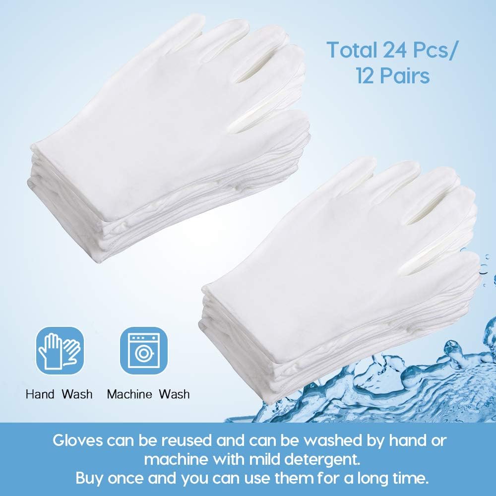 Rovtop White Gloves,12 Pairs Gloves for Dry Hands Eczema Hand Moisturizing, Sleeping Hand Mask Lotion Gloves: Home Improvement