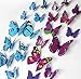 ElecMotive 12 Purple + 12 Blue 3D Butterfly Stickers Home Decoration DIY Removable Vivid Man-Made Lively DIY Decor Wall Stickers for Wall Decor Home Decor Wall Art Kids Room Bedroom Living Room Decor