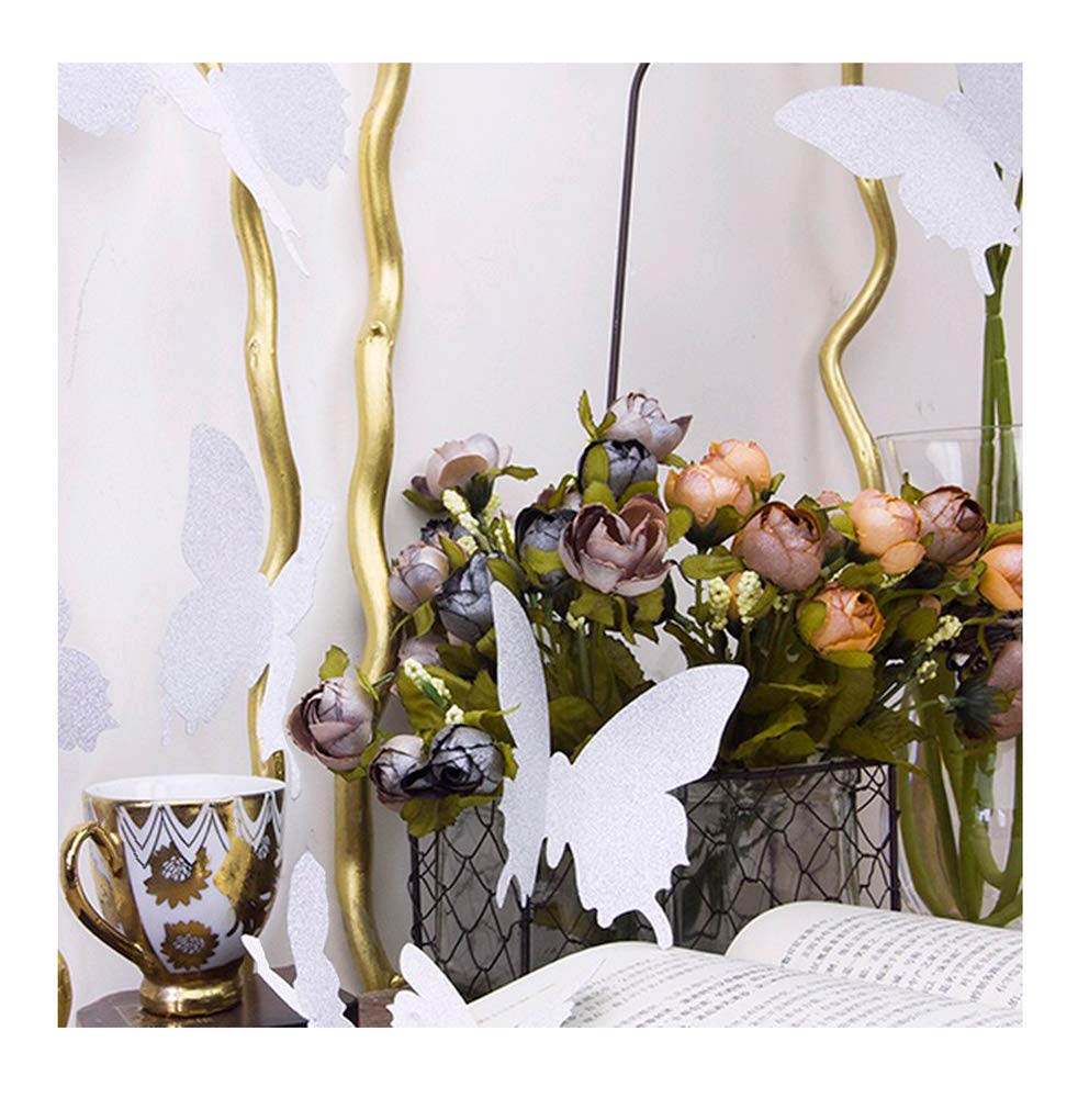 Set of 12 3D Butterfly Stickers, Silver