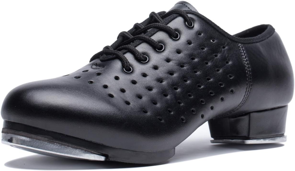 Mrsdressshop Adult Leather Lace-up Mens Breathable Tap Dance Shoes for Fashion Suede Dance Shoes,Ballroom,Rumba