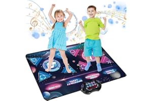 flybakiz 2 Player Dance Mat Toys for 3-12 Year Old Girls & Boys - Electronic Dance Pad with Light Up 8-Buttons & Wireless Bluetooth, Birthday Xmas Gifts for 4-8 Year Old Kids