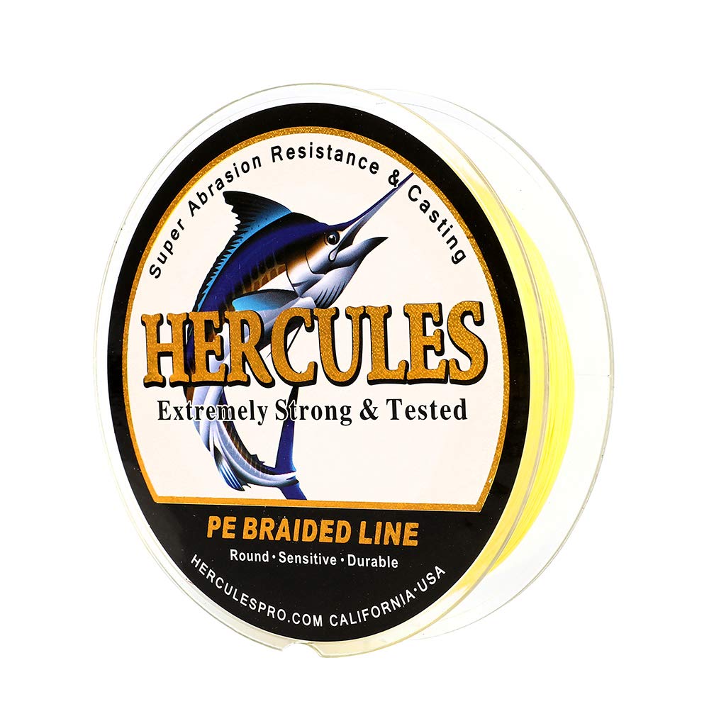Hercules Super Cast 500M 547 Yards Braided Fishing Line 20 LB Test for Saltwater Freshwater PE Braid Fish Lines Superline 8 Strands - Yellow, 20LB (9.1KG), 0.20MM — image 1