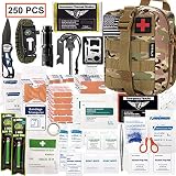EVERLIT 250 Pieces Survival First Aid Kit IFAK Molle System Compatible Outdoor Gear Emergency Kits Trauma Bag for Camping Boat Hunting Hiking Home Car Earthquake and Adventures (CP Camo)