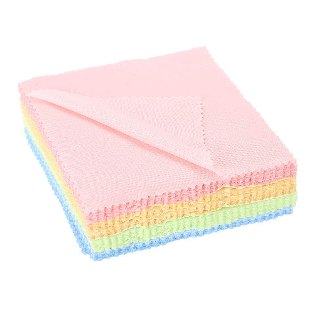 Polishing Cloths 50pcs Microfiber Jewelry Cleaning Cloths for Silver Gold Platinum Brass Glasses Watches - 2 Pack Anti Tarnish Fabric Polishing Flannel for Jewelry Care