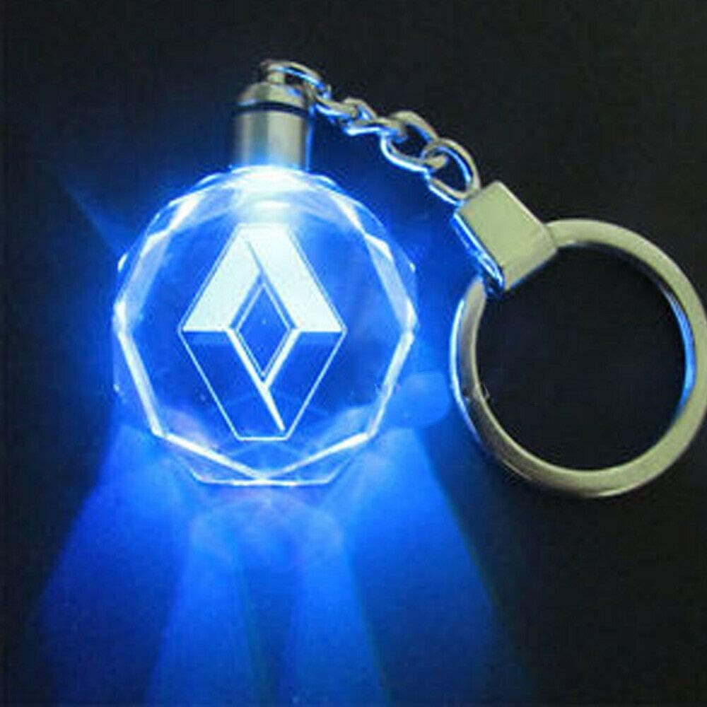 Furzon Car Logo Keychain Crystal Light Changing Car keyring Color LED Light Gift Box (Renault)