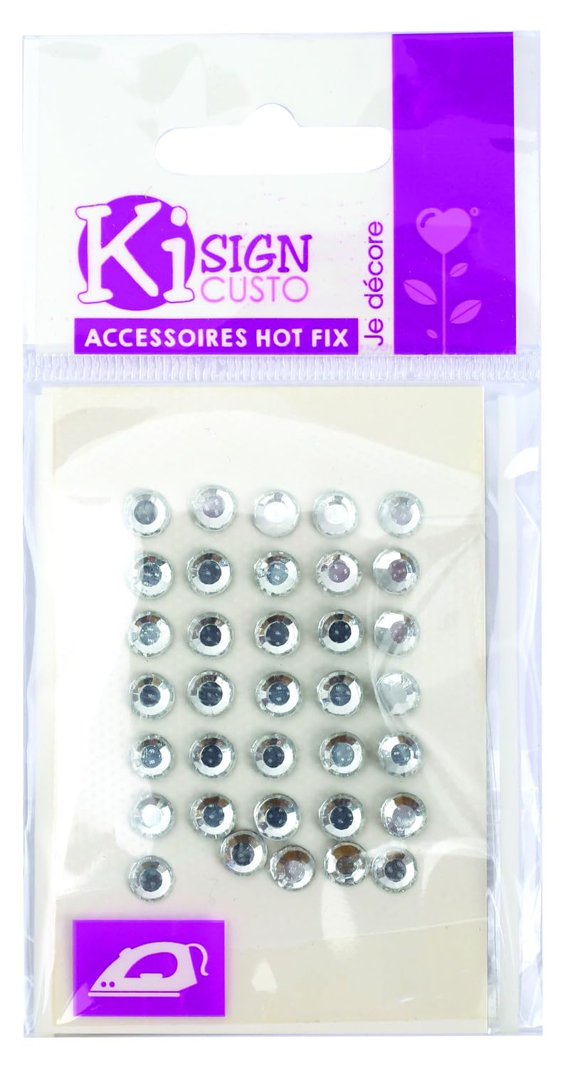 Hot Fix Fashion Rhinestones round ø 6 mm 35 pcs. crystal, Acrylic, 21 x 15 x 1 cm