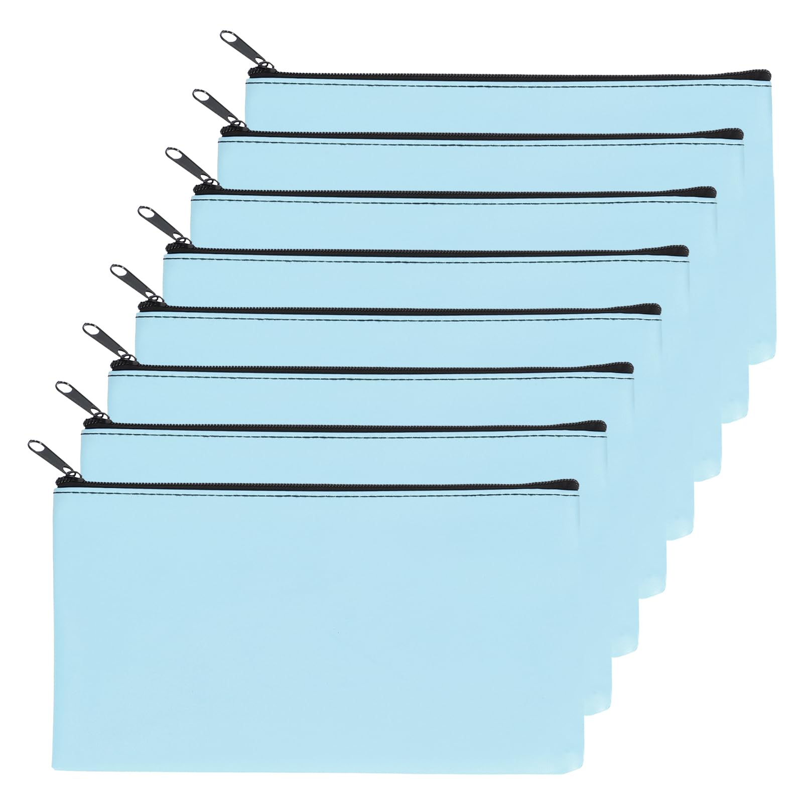 PATIKIL 11"x 6" Bank Deposit Bag, 8Pcs Money Bag Bank Bag Security Money Pouch Receipt Holder for Tickets Coin Makeup Cosmetics Bills, Sky Blue