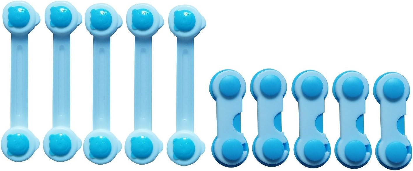 Child Safety Locks,Fontee Baby 10Pcs Child Safety Cupboard Locks No Drill Kit Easy Baby Proof, Cupboards, Drawers with Strong Adhesive Sticker