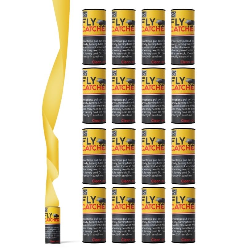 ZYBUX - 16pcs Fly Tape Sticky Indoor Insect Sticky Trap Rolls Catcher Indoor and Outdoor Hanging Home Use Sticky Paper Ribbon Tape