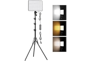 30W Upgraded Photography Lighting Kit, Anautin 1-Pack LED Video Lighting for Video Recording, 3700Lux Studio Lights with Tripod Stand for Photography, Streaming, Gaming, Podcast, Filming, Vlogging