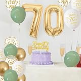 Yontree 70th Birthday Decorations Sage Green Gold White Party Supplies view 5