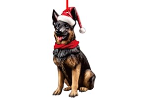 SICOHOME German Shepherd Christmas Ornament - German Shepherd Ornament for Christmas Tree Decorations Acrylic GSP Black German Shepherd Gifts for Women Men German Shepherd Dog Lovers