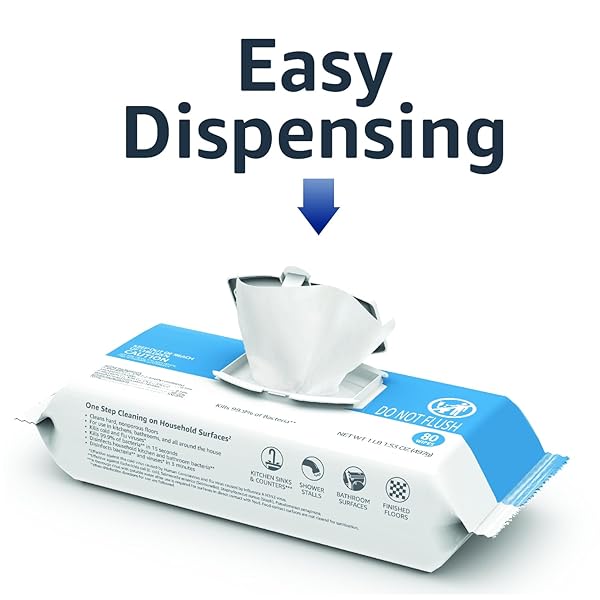 AMAZON BASICS DISINFECTING WIPES, LEMON & FRESH AIR SCENT, MULTI-SURFACE, SANITIZES/CLEANS/DISINFECTS/DEODORIZES, STRONG & CONVENIENT, 320 COUNT (4 PACKS OF 80)