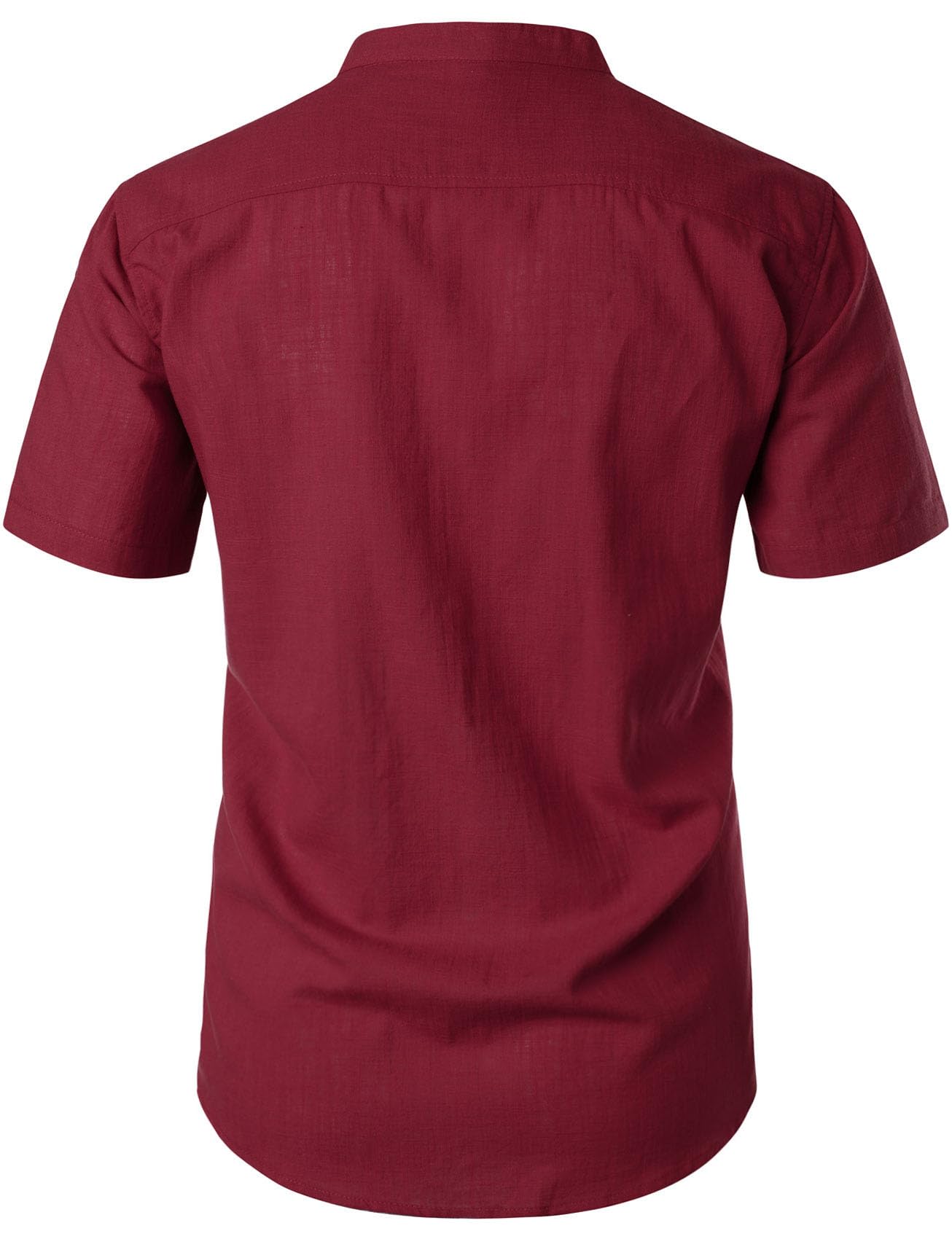 JEMITOP Men's Summer Lightweight Cotton Linen Shirts Casual Short Sleeve Breathable Banded Collar Henley for Beach Vacation