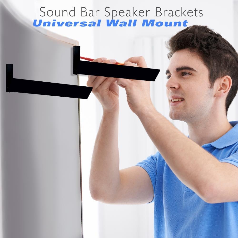 Pyle Adjustable Speaker Wall Mount Brackets - 2 Pack Extendable Steel Arms for Center Channel, Small or Large Speakers & Soundbars - 110 lbs Capacity, 6.7-11.8