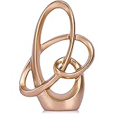 QIANLING Gold Knot Statue Decor - Modern Sculptures Home Decor, Resin Abstract Decor Art Accent,Blue Centerpieces for Living Room, Bedroom, Bathroom, Office, Shelf, Mantel - Wedding, Coffee Table