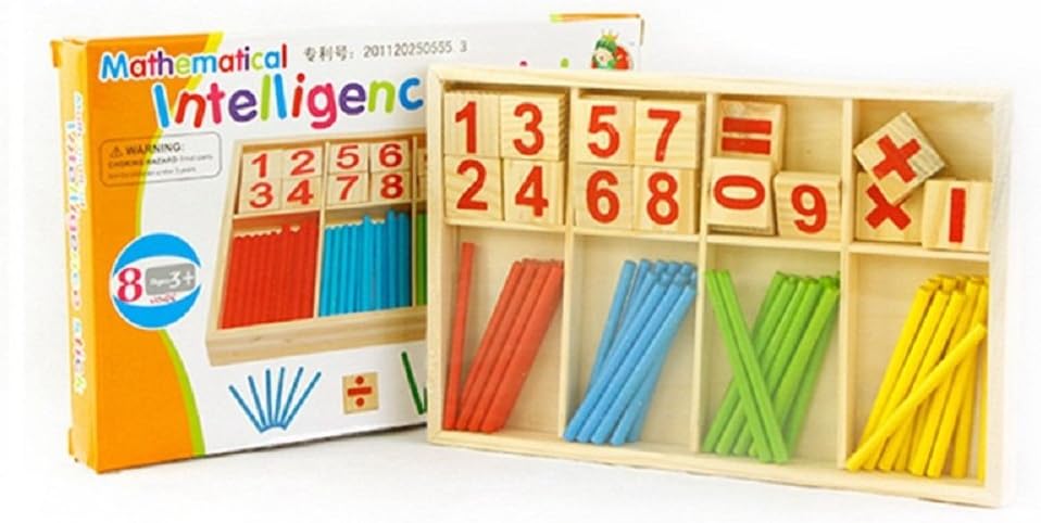 40PCS Wooden Number Sticks + 16PCS Bricks Blocks Mathematics Material Educational for Kid Child Maths Early Education Learning