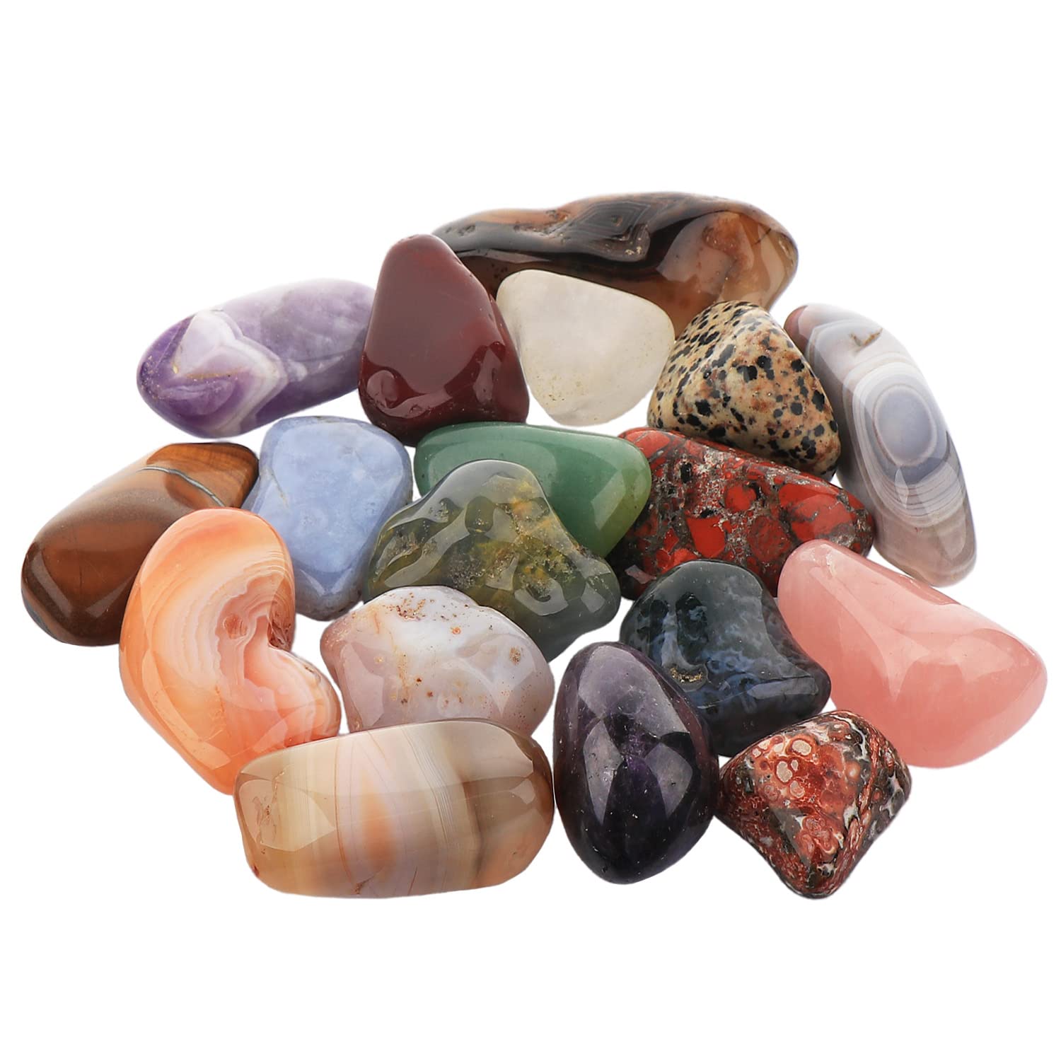 NKlaus 900g Africa Mix Tumbled Stones Hand Gems 25-45mm Massage Stones Healing Stones Gemstone Beads Natural Shape 12955