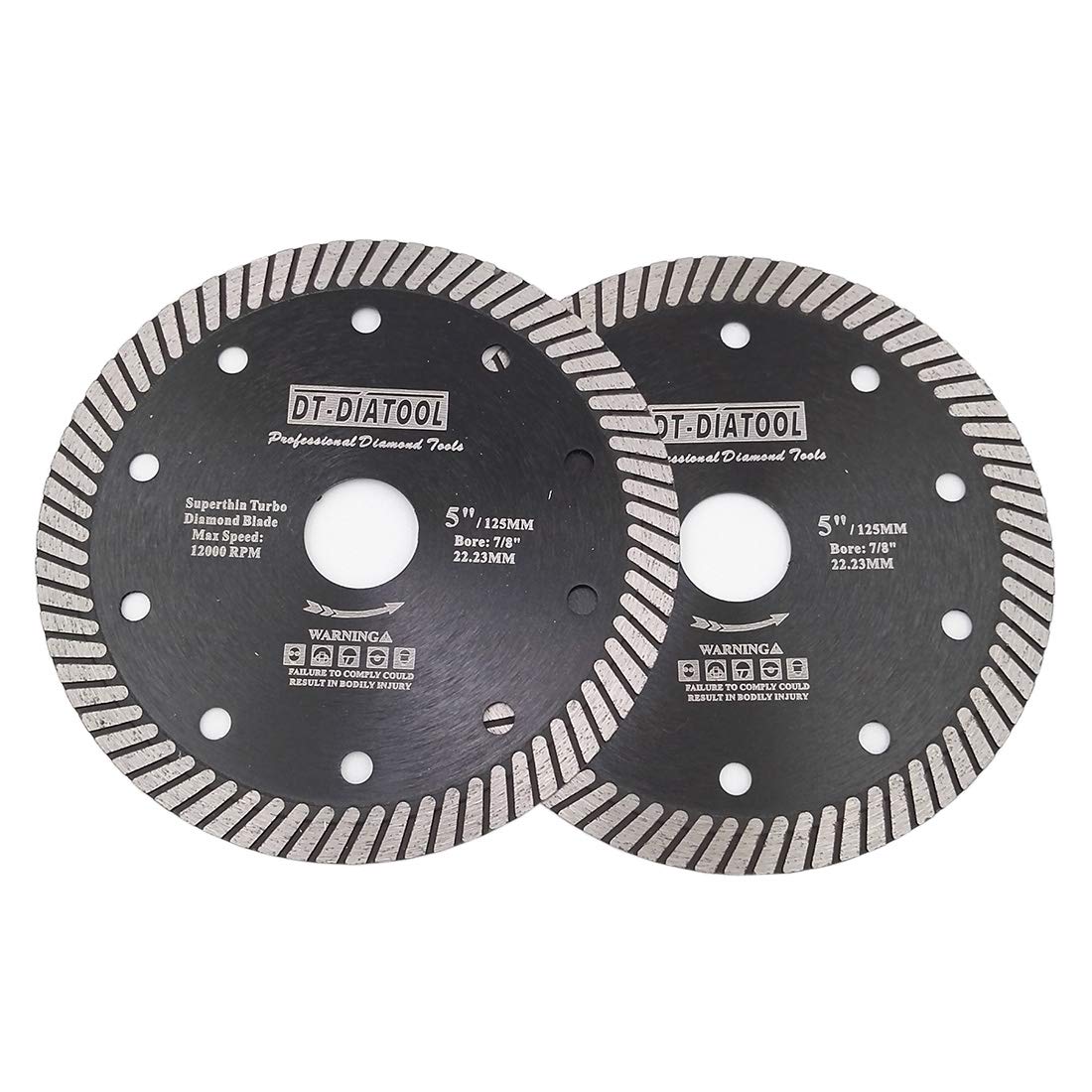 DT-DIATOOL Diamond Disc 2PCS 5 Inch / 125mm Super Thin Cutting Disc for Porcelain Tile Marble Ceramic Granite