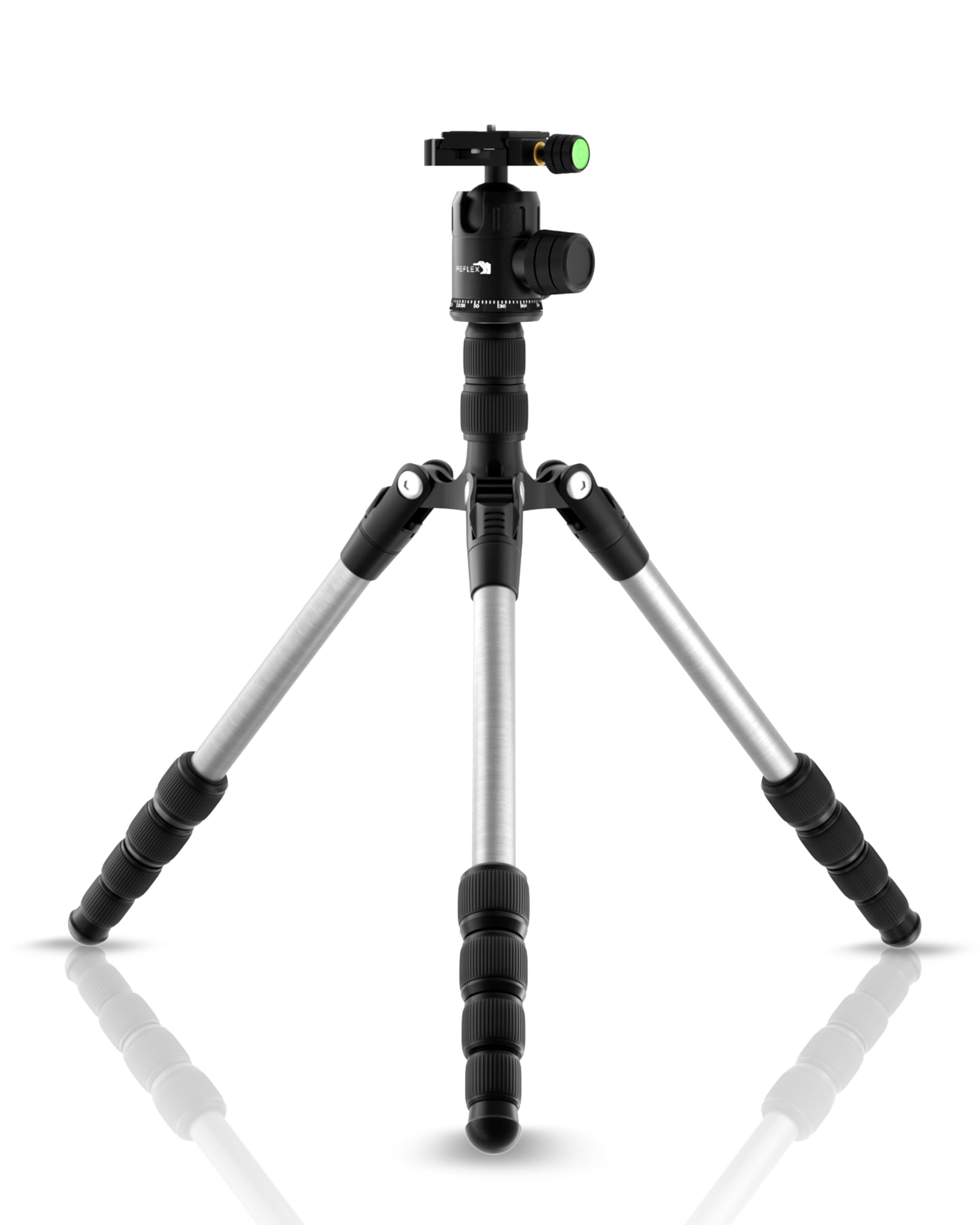 REFLEX CAMERA Heavy Duty Compact Aluminium Travel Tripod 160cm/64" Foldable, 360° Ball Head, Lightweight for DSLR Camera, 5kg Load Capacity, Professional Camera Tripod QR Plate Includes Carry Bag